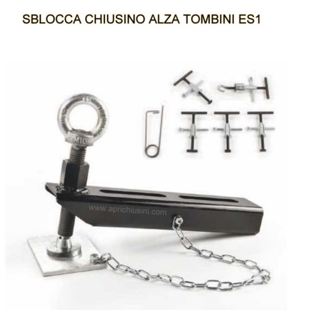 Kit ES1 Estrattore a vite per lo sblocco iniziale di coperchi bloccati + 5 Ganci ad aletta
